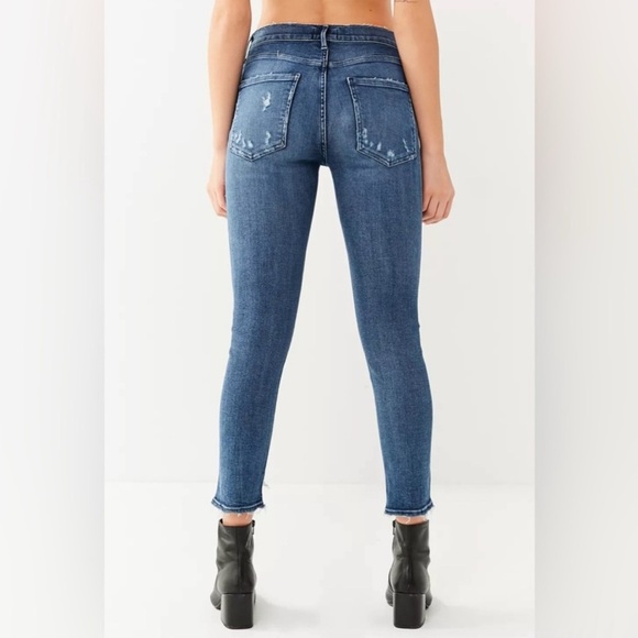 Agolde Sophie Skinny Jeans High Rise Cropped Distressed Dark Wash Blue Size 27 - Picture 3 of 11